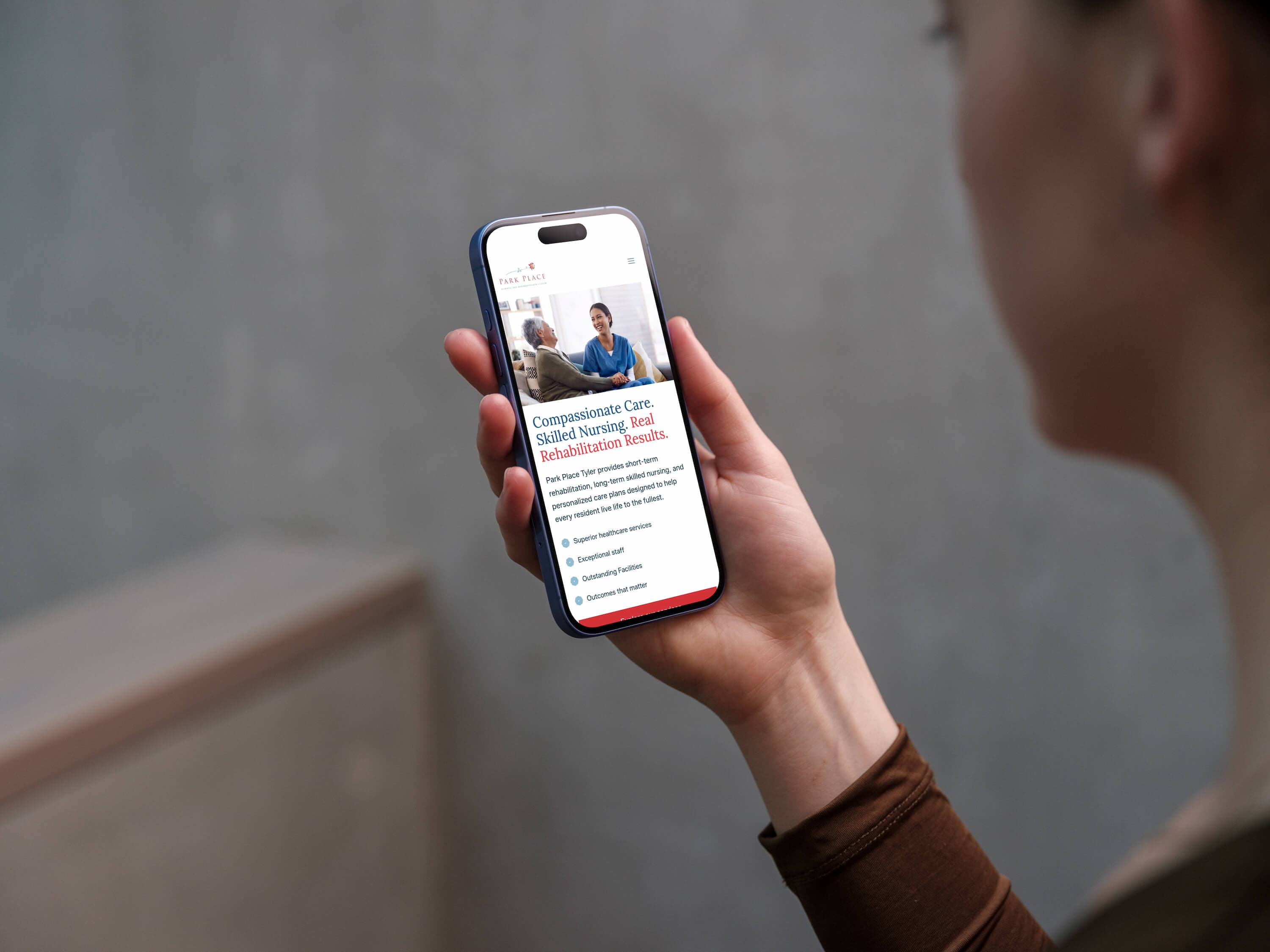 Park Place Nursing & Rehabilitation website designed by Bailes Zindler